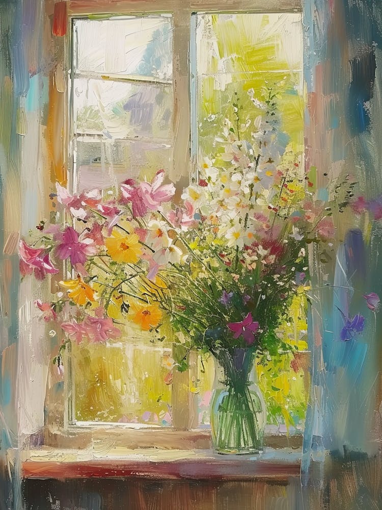 Freesia Flowers On A Cottage Window 4