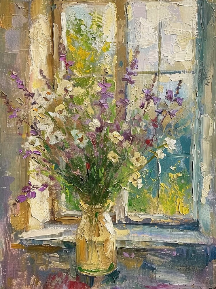 Lavender Flowers On A Cottage Window 3