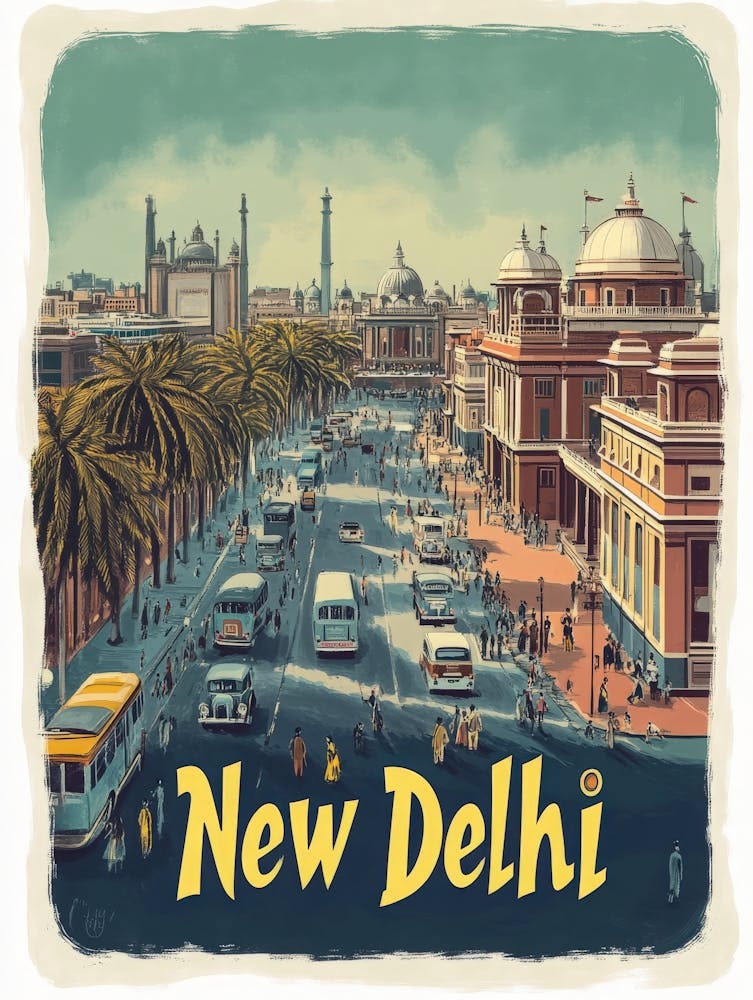 Aihrgdesign A Mid Century Modern Travel Poster For New Delhi 1