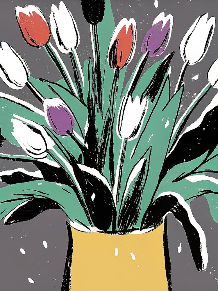 Tulips In A Yellow Vase Living Room (4)