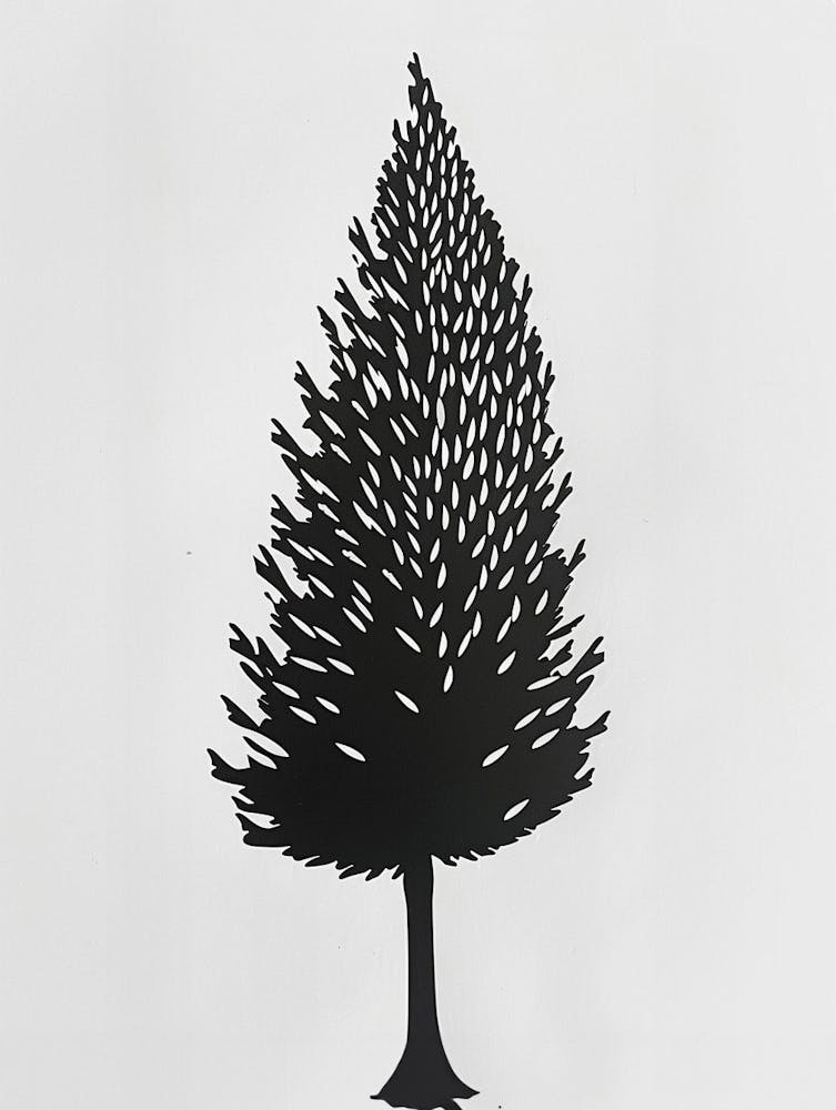 Cypress Tree Simple Geometric Nature Stencil 1