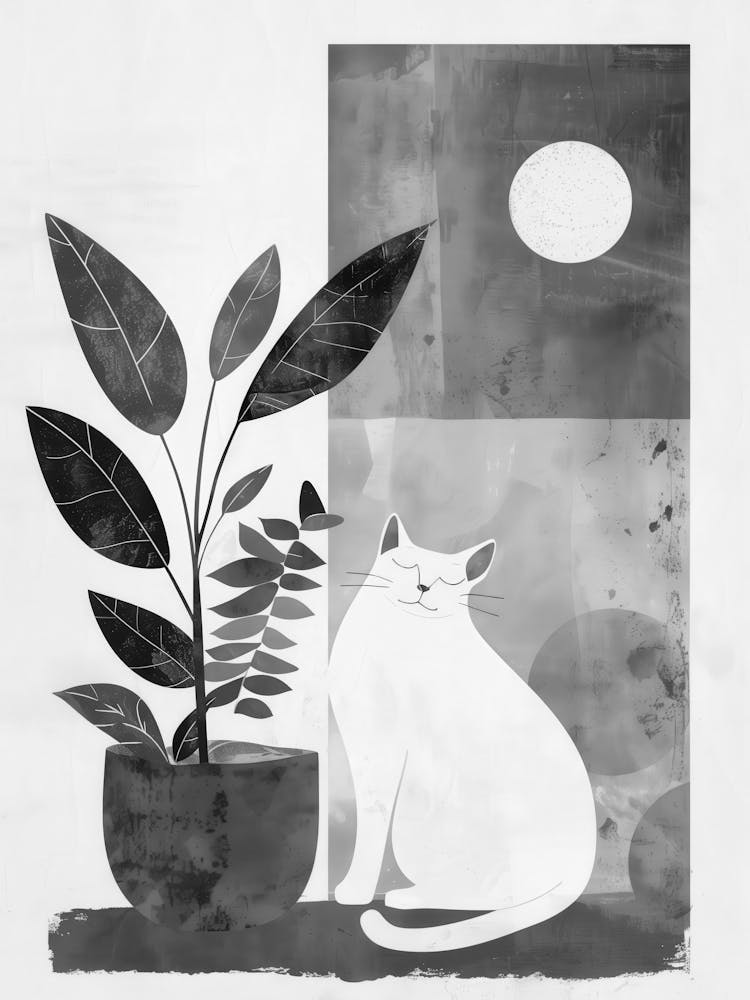 Cat And Plant