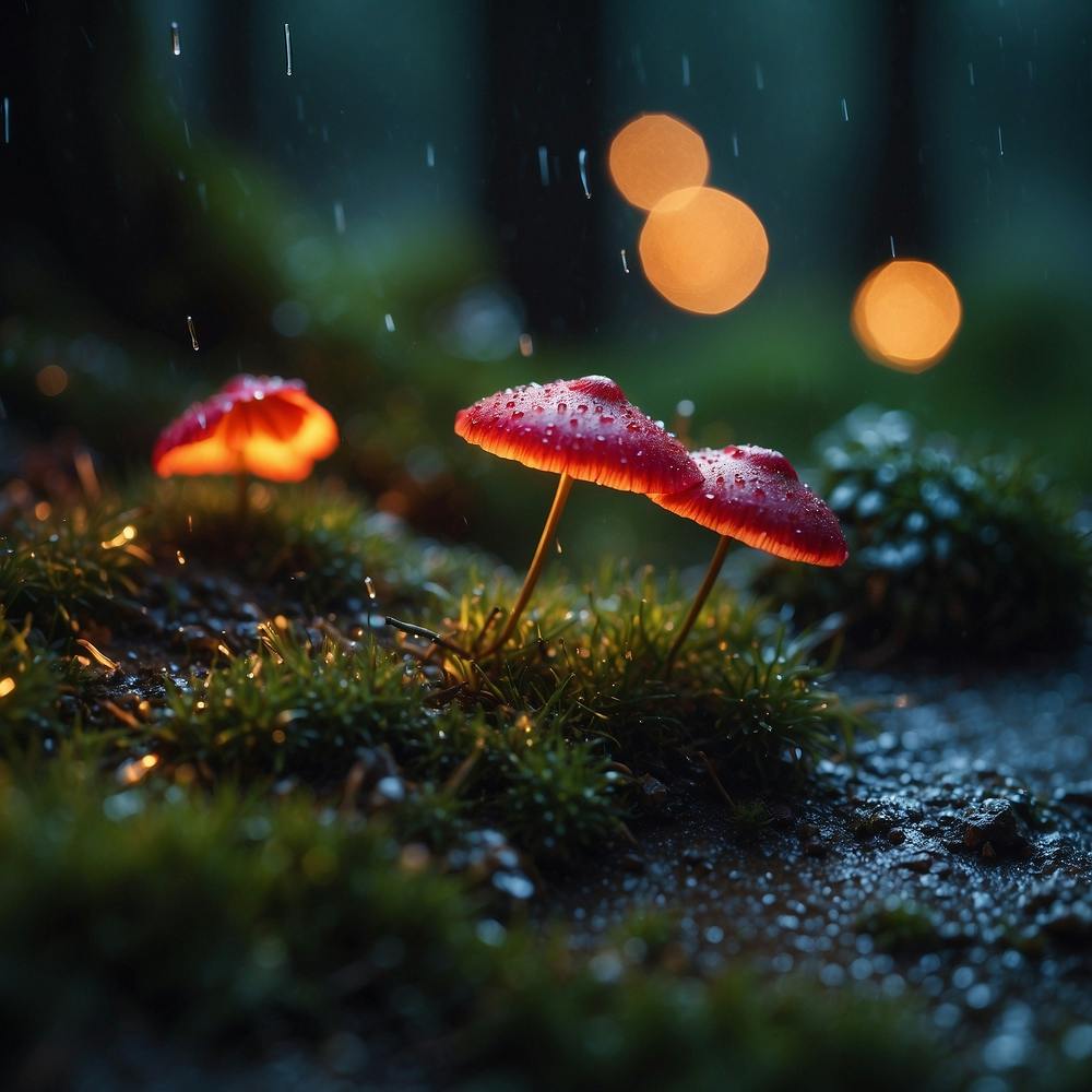 Mushrooms In The Rain