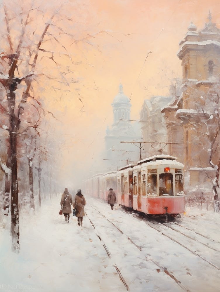 Dreamy Winter Painting Budapest Hungary 2