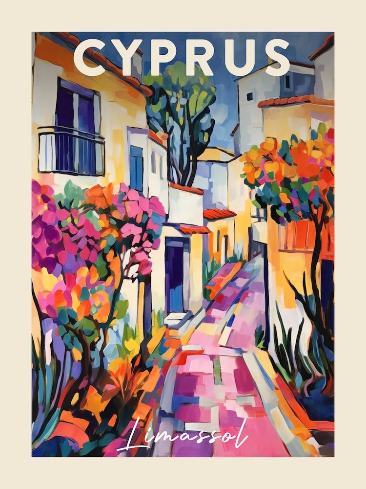 Limassol Cyprus 4 Fauvist Painting  Travel Poster