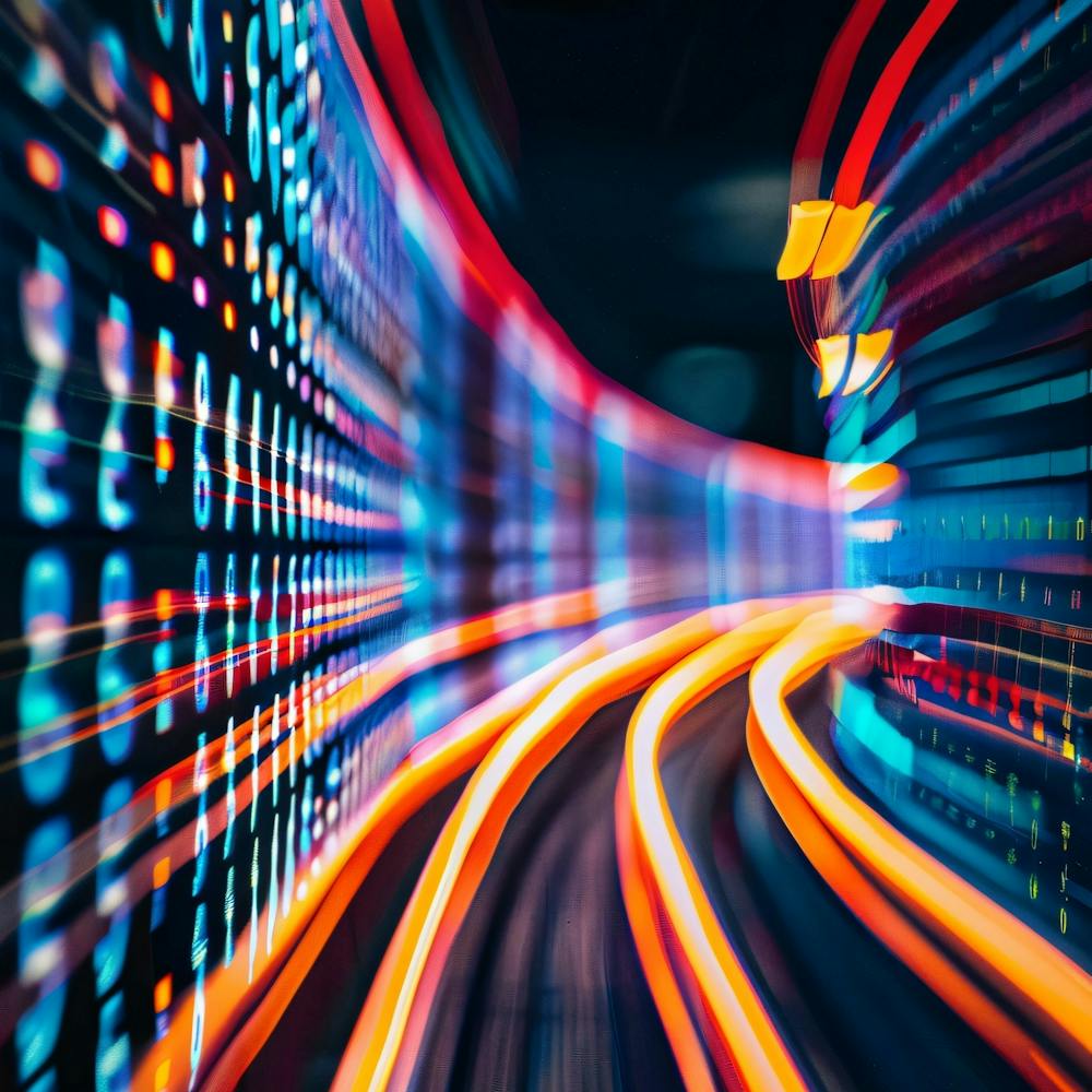 Blurred Lights In A Data Center