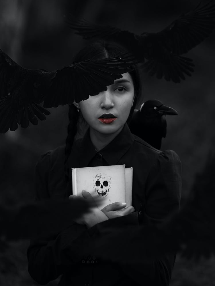 Girl Raven Black and White