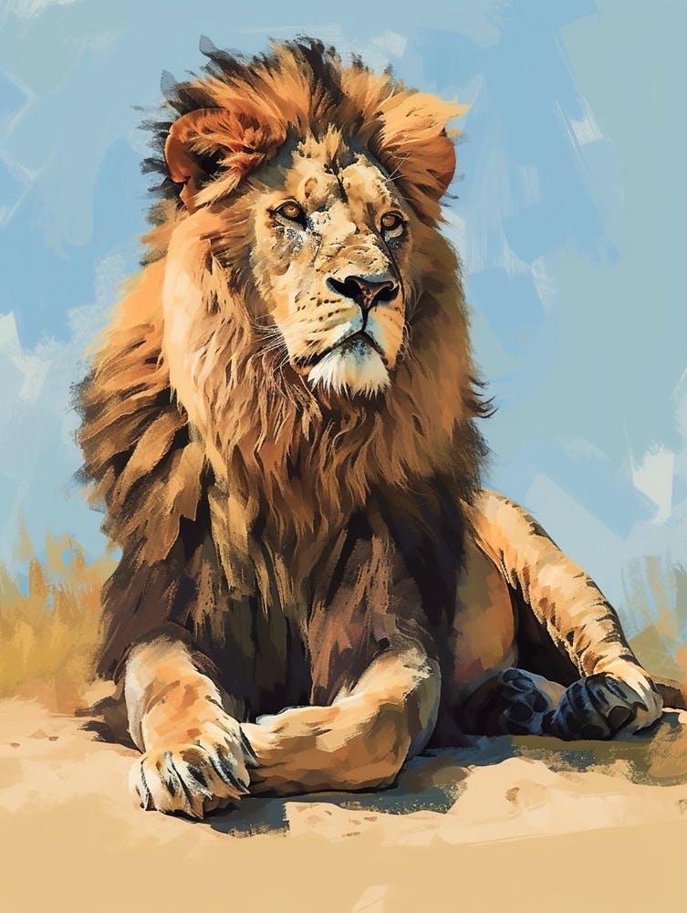 Barbary Lion Acrylic Painting 4