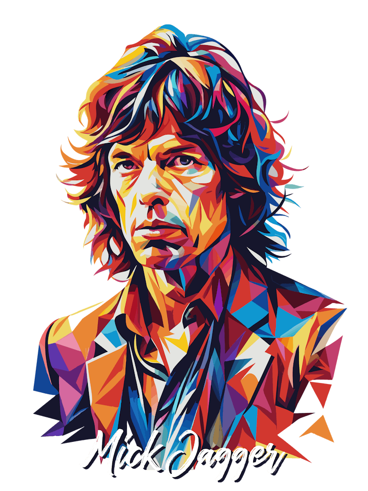 Mick Jagger 01 Portrait Music Icon Style WPAP Pop Art Art Print by