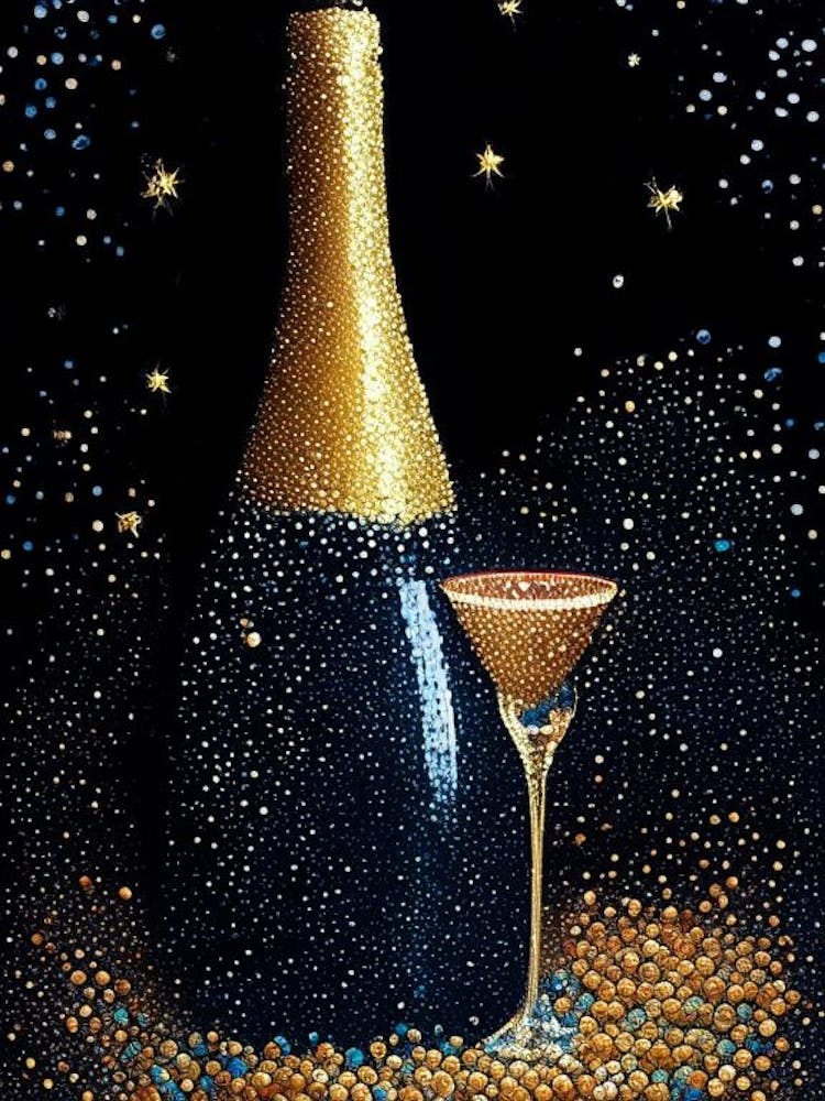 Sekt Wine Pointillism Cocktail Poster