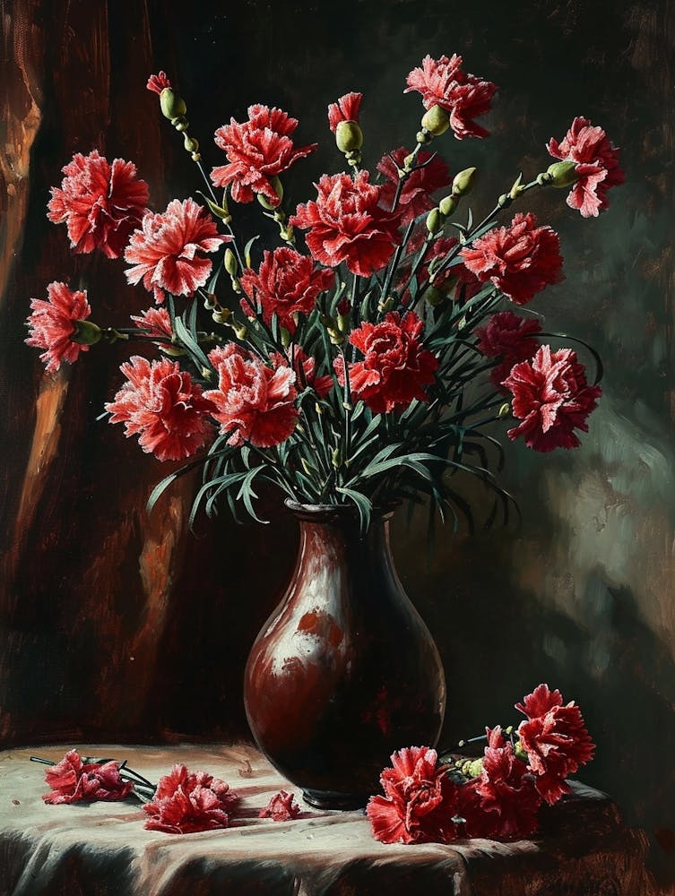 Baroque Floral Still Life Carnations 4
