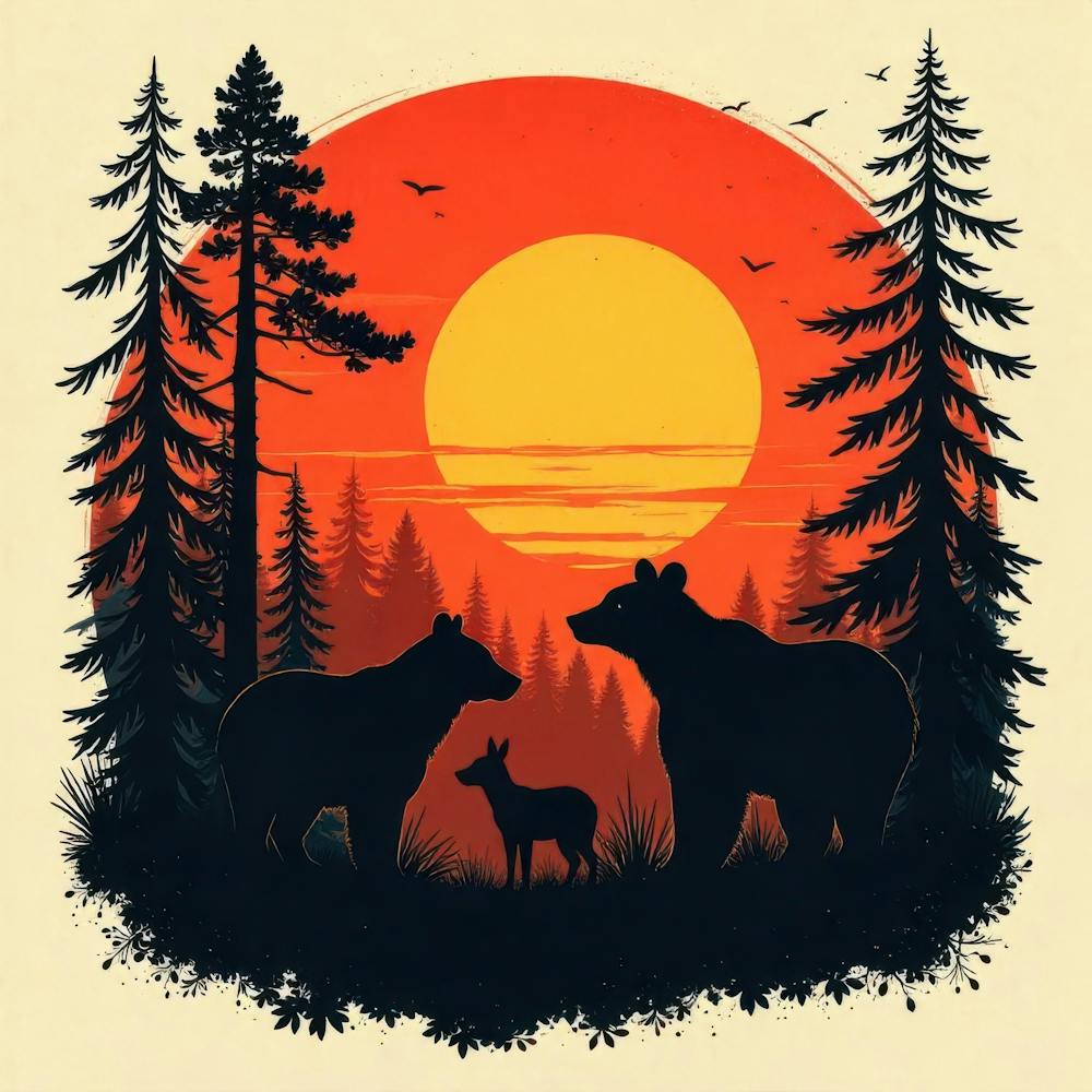Bären bei Sonnenuntergang
