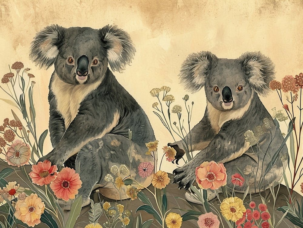 Floral Animal Illustration Koala 3