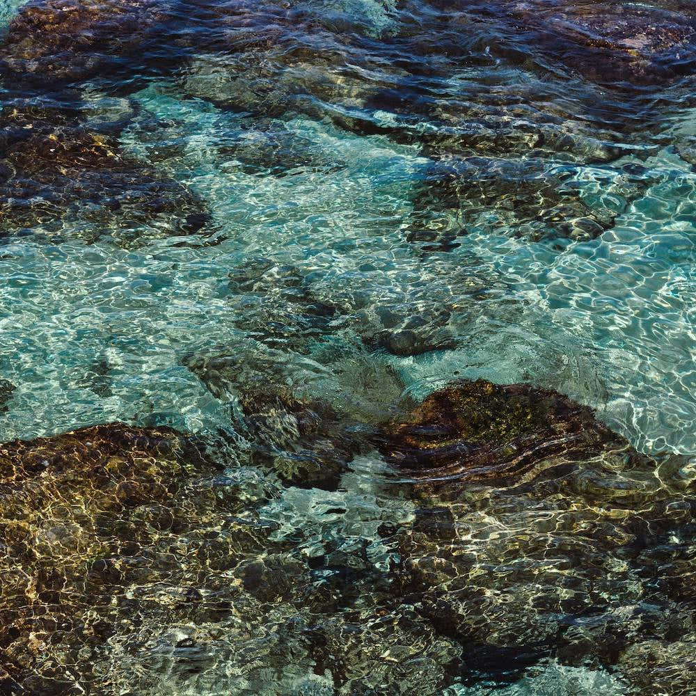 Tropical Summer  Rocks In The Clear Blue Sea  Colour Ocean Photography  Square