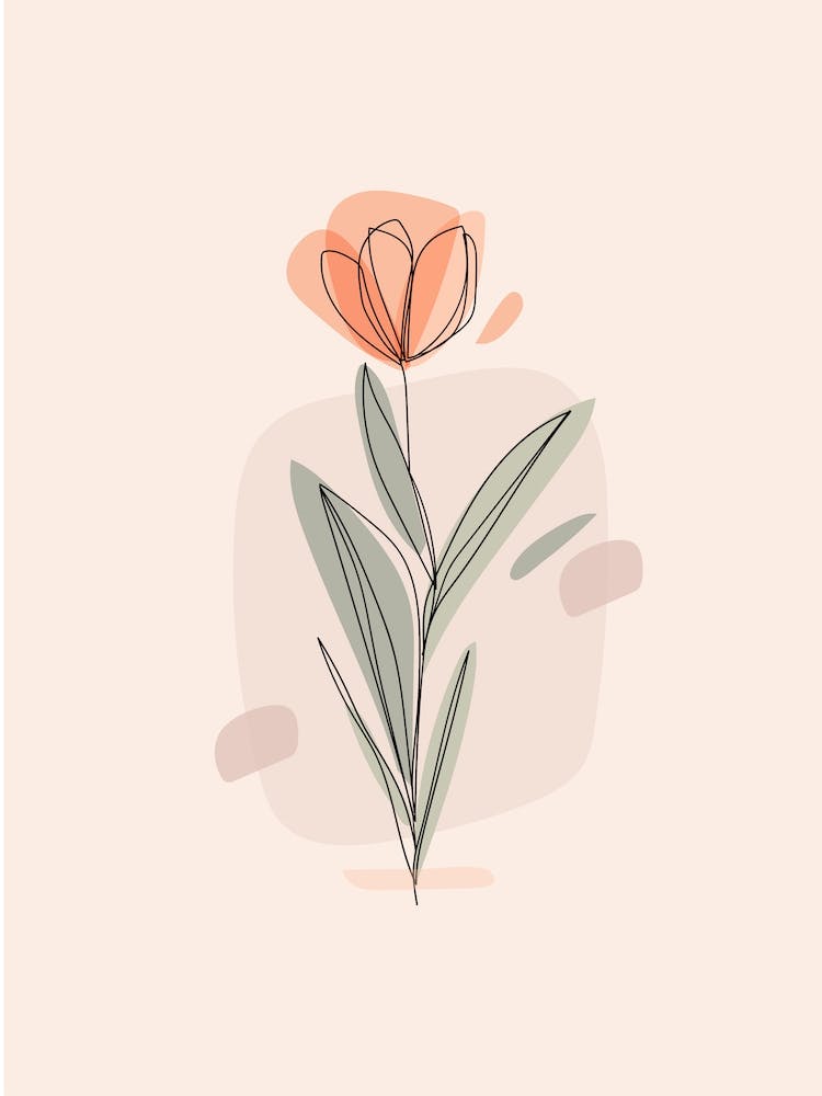 One Line Flower Art Illustration