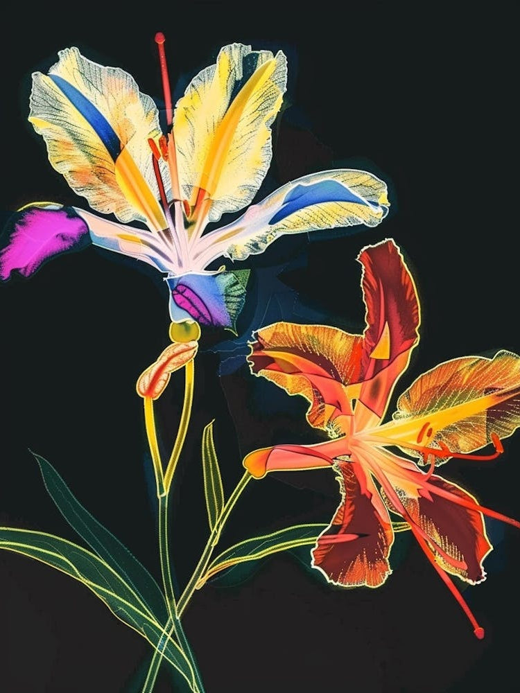 Neon Flowers On Black Portulaca 2