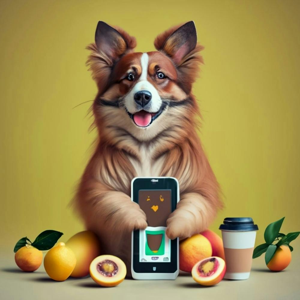 A Cute Animated Brown Dog Holding A Ipadiphone