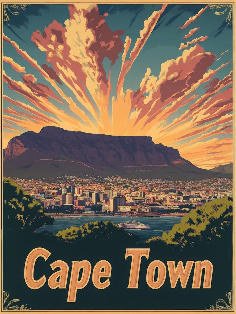 Aihrgdesign A Vintage Travel Poster Of Cape Town