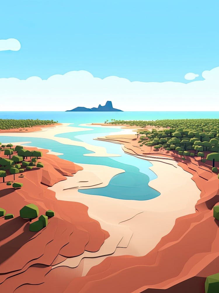Whitehaven Beach, Australia, Flat Illustration 4
