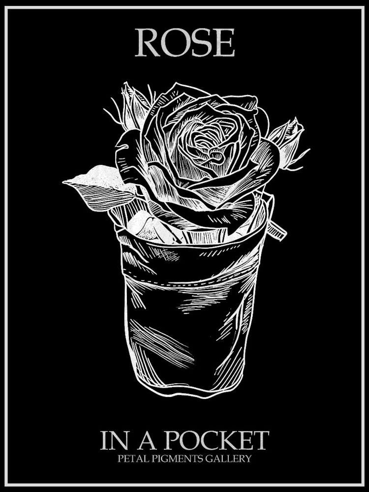 Rose In A Pocket Line Drawing 2 Poster Inverted