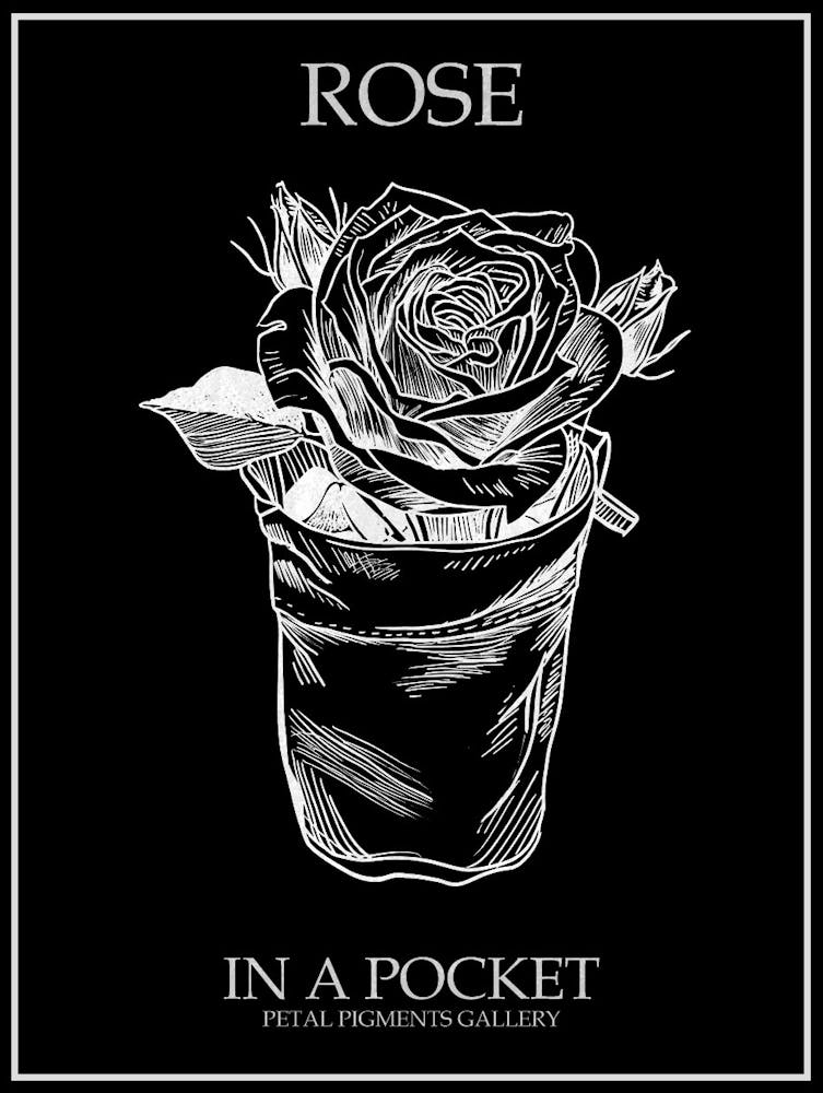 Rose In A Pocket Line Drawing 2 Poster Inverted