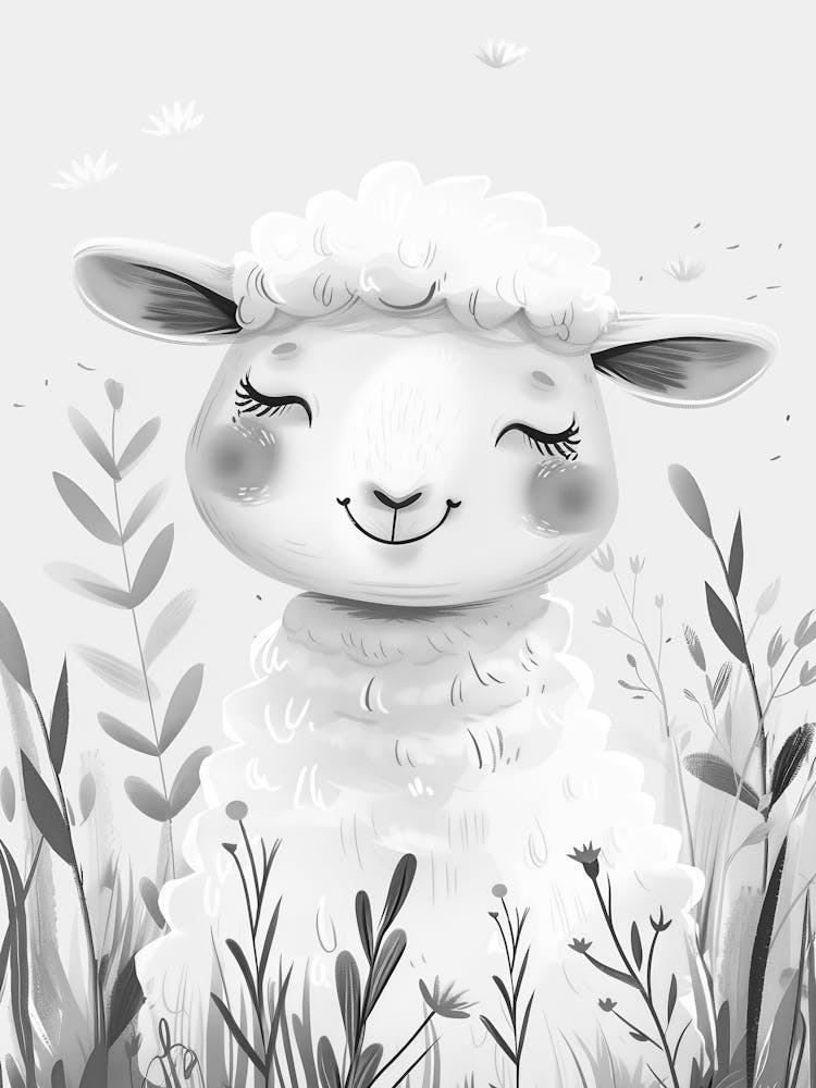 Cute Sheep In The Meadow
