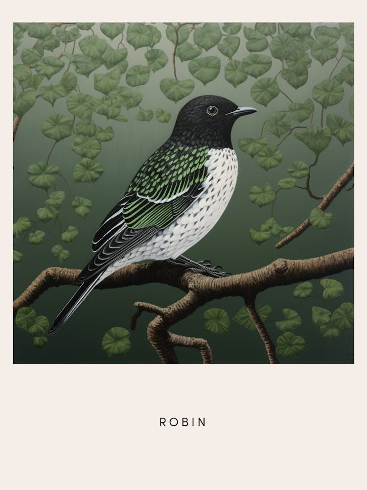 Ohara Koson Inspired Bird Painting Robin 2 Poster