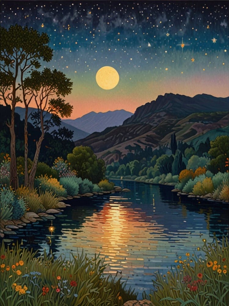 William Morris Night On The River 1