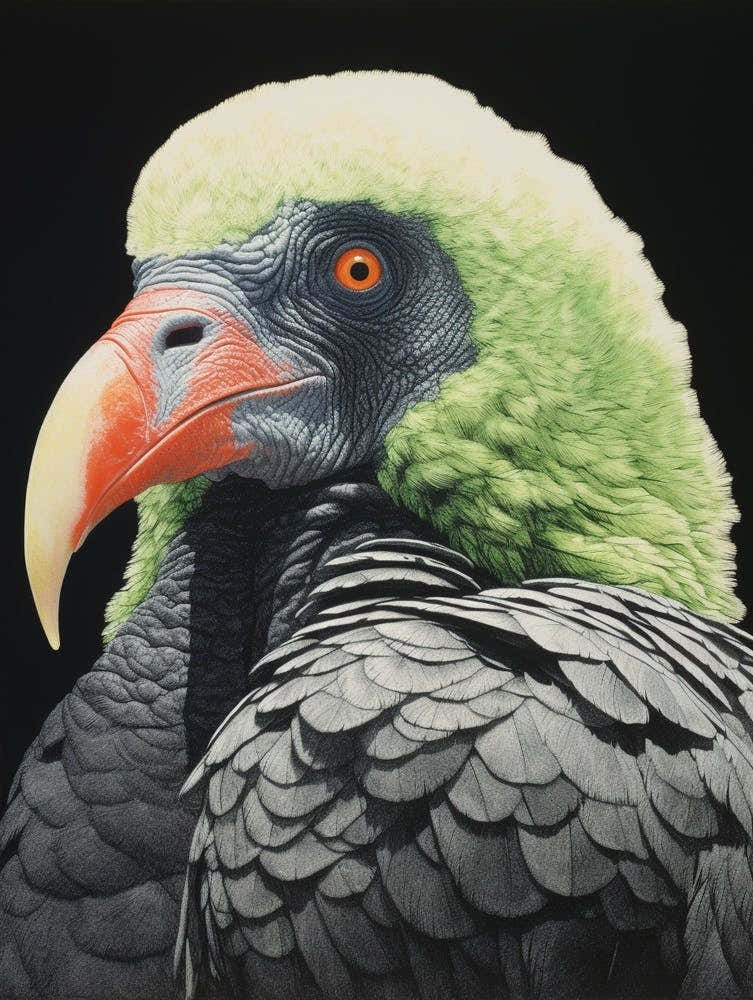 Ohara Koson Inspired Bird Painting California Condor 1