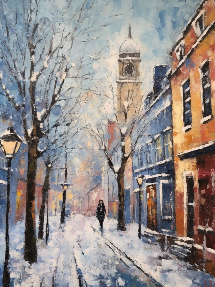 Vintage Winter Painting Nottingham United Kingdom 1
