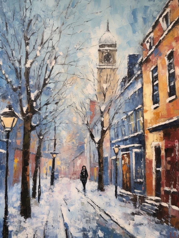 Vintage Winter Painting Nottingham United Kingdom 1