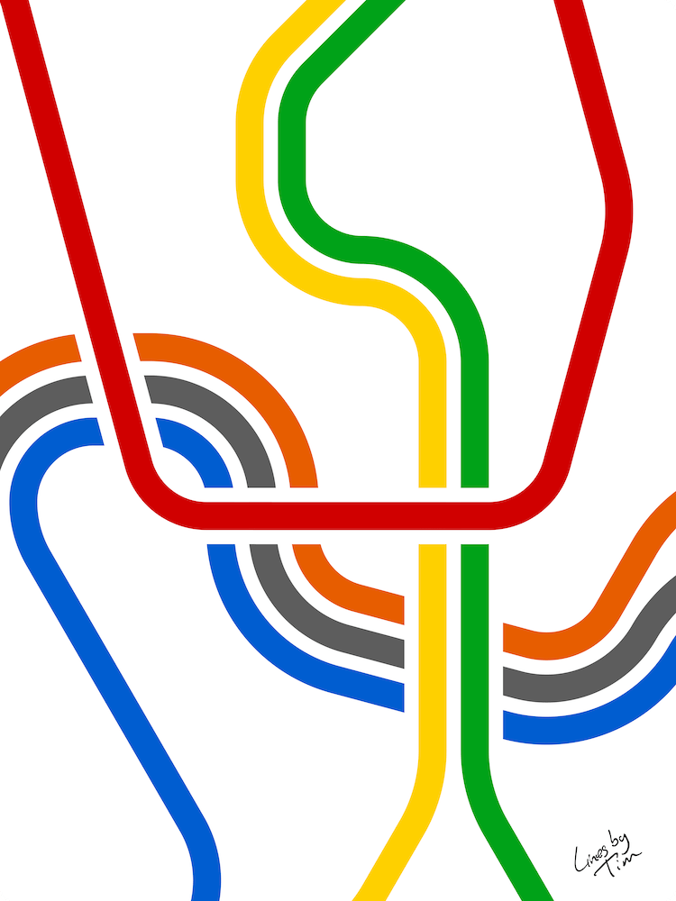 Washington DC Metro Lines Color City Center