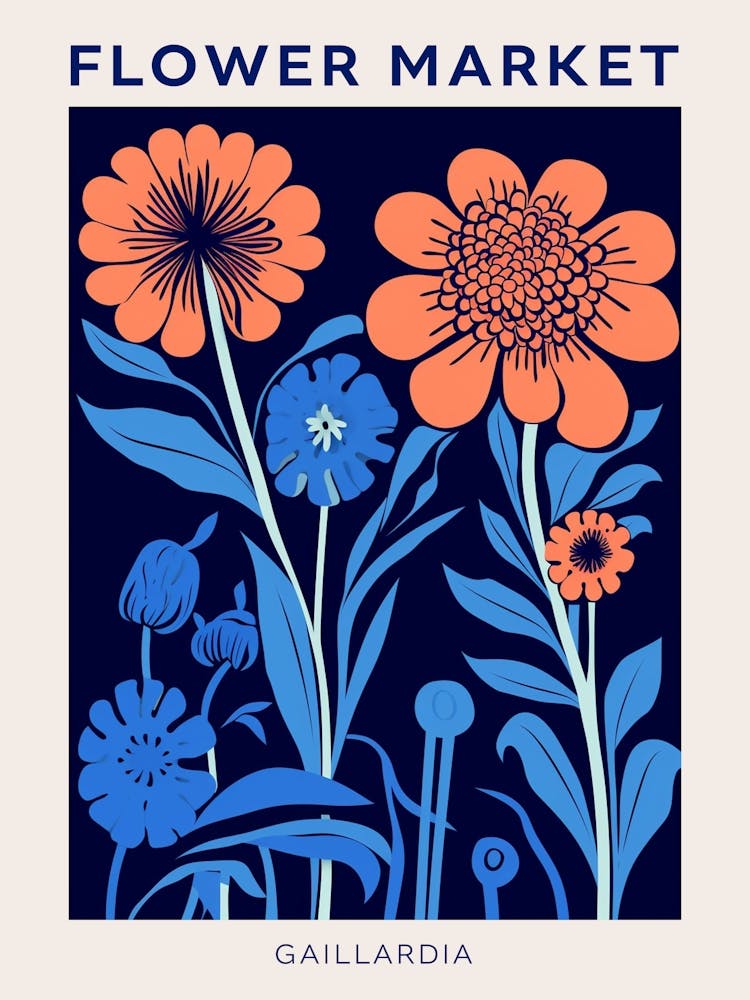Blue Flower Market Poster Gaillardia 3