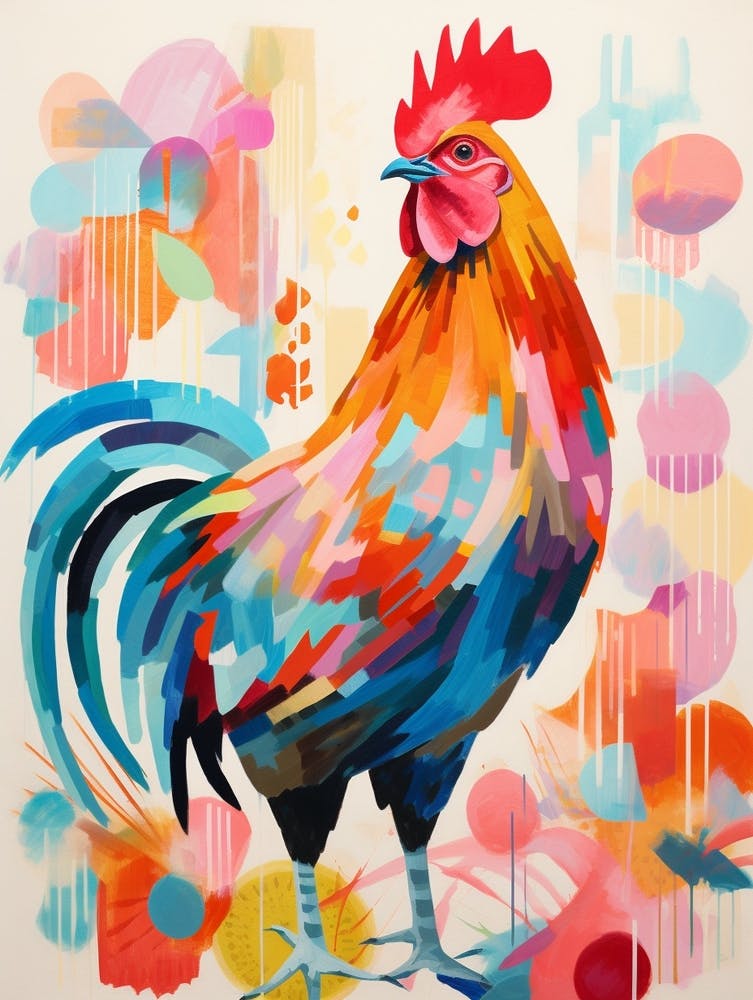 Bird Painting Collage Chicken 3