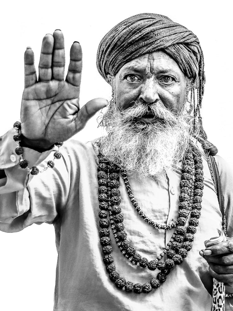 Black And White Portrait Of An Indian Man