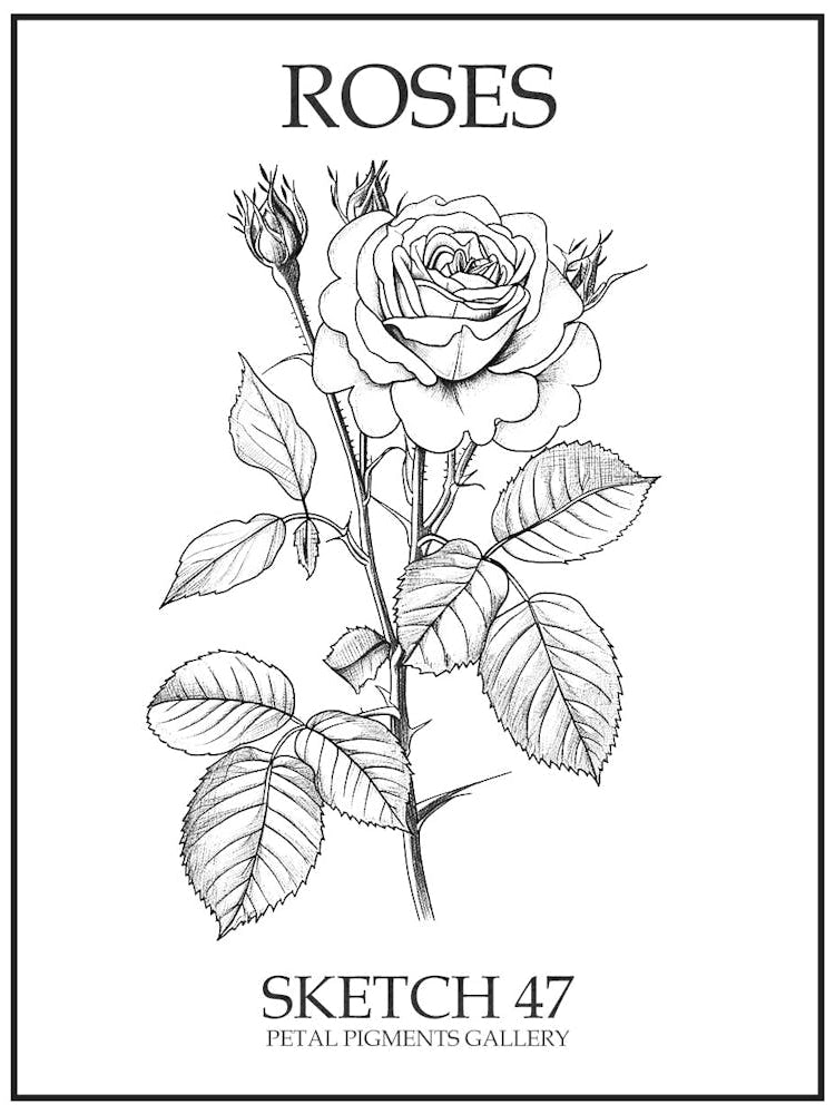 Roses Sketch 47 Poster