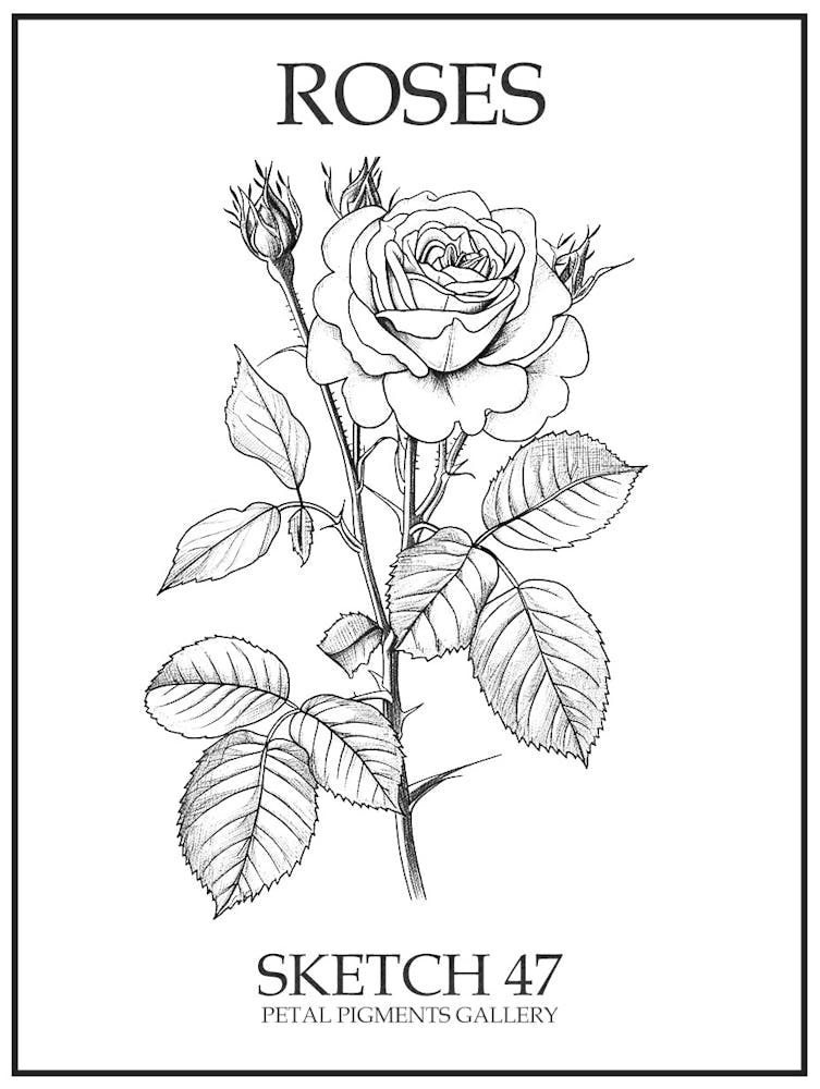 Roses Sketch 47 Poster