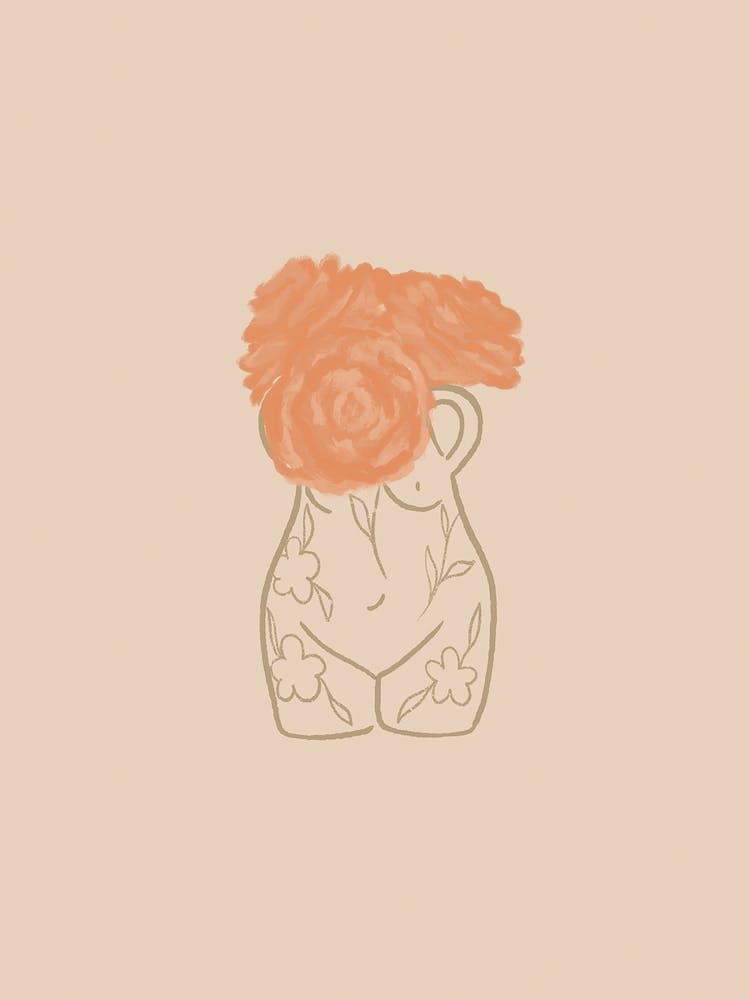 Curvy Lady Vase With Flowers