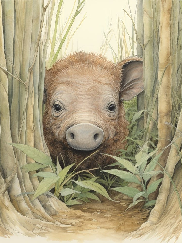 Storybook Animal Watercolour Buffalo 1