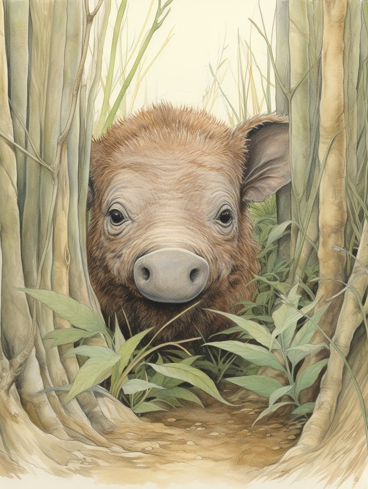 Storybook Animal Watercolour Buffalo 1