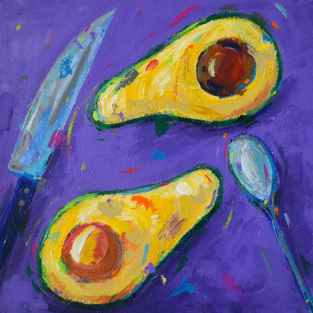Avocado, Knife, Spoon Square