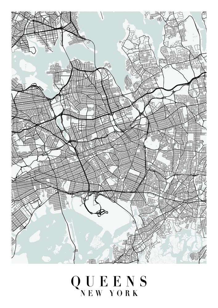 Queens New York Street Map Minimal Color