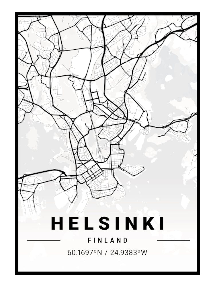 Helsinki Finland Map Print
