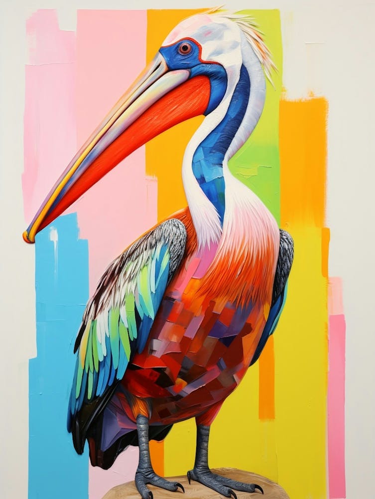 Colourful Bird Painting Brown Pelican