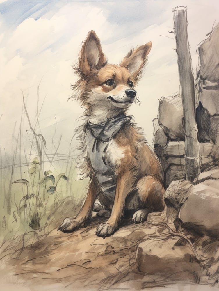 Storybook Animal Watercolour Jackal 1