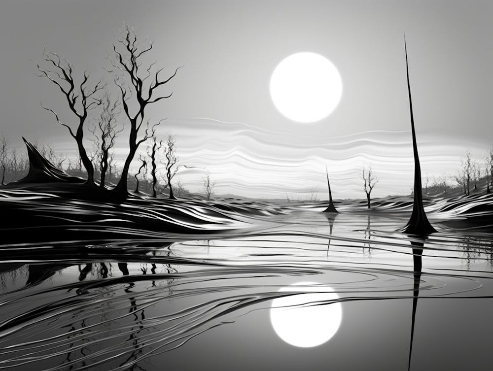 Tranquility Abstract Black And White 11