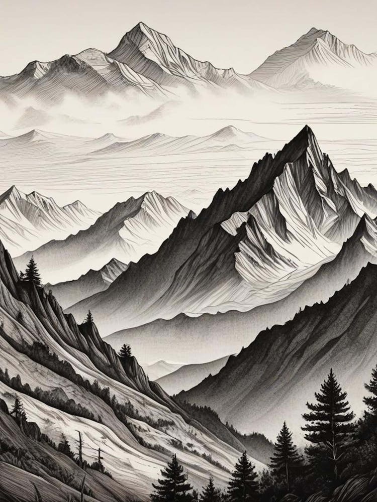 Monochrome Mountain Landscape (8)