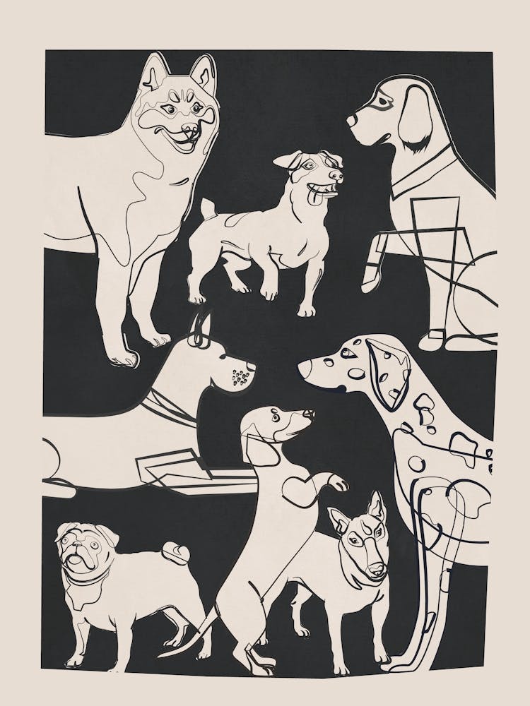 Minimal Abstract Dog Art 1