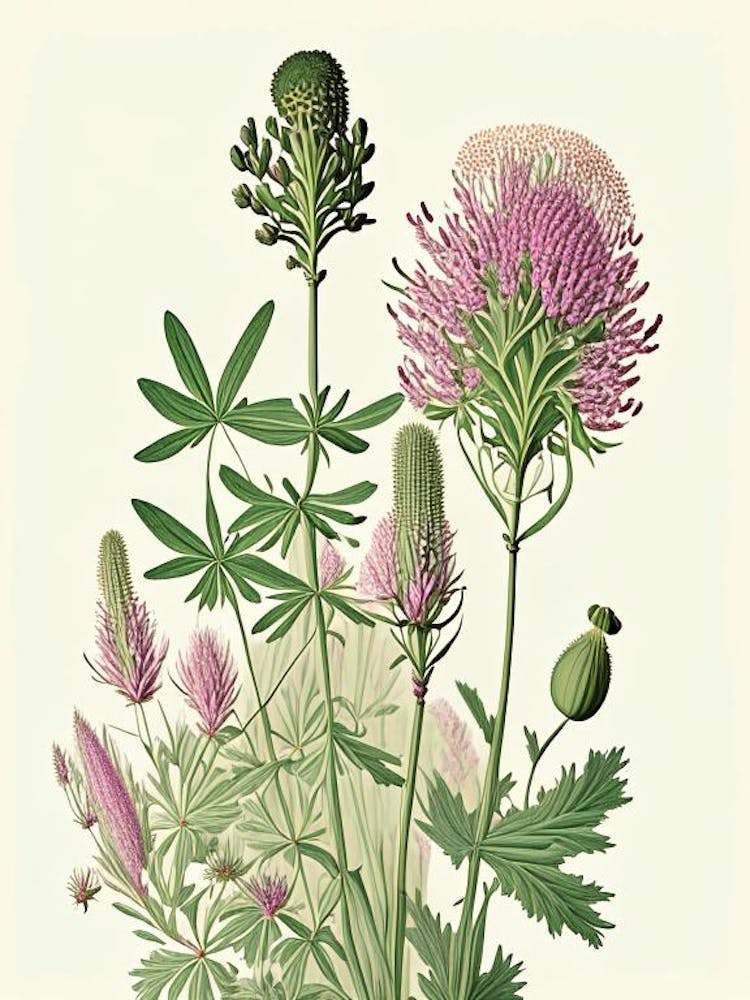 Prairie Clover Wildflower Vintage Botanical