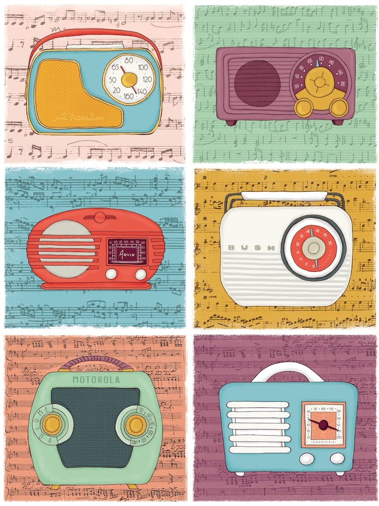 Vintage Radios Multicoloured Music Retro